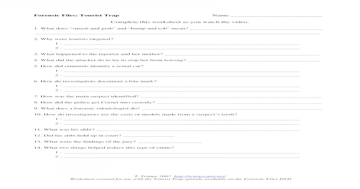 Forensic files worksheet answer key