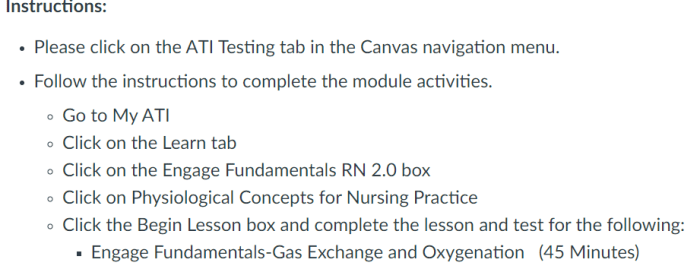 Ati gas exchange and oxygenation test