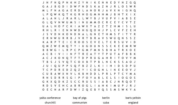 Crossword puzzle cold war answers