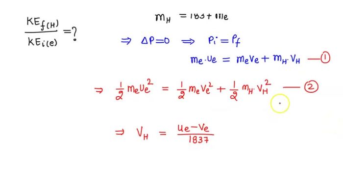 An electron collides elastically with a stationary hydrogen atom