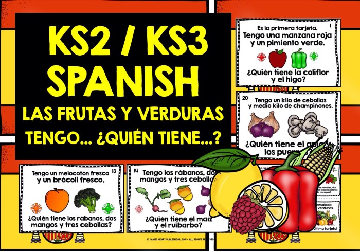 La manzana find the spanish fruits and vegetables