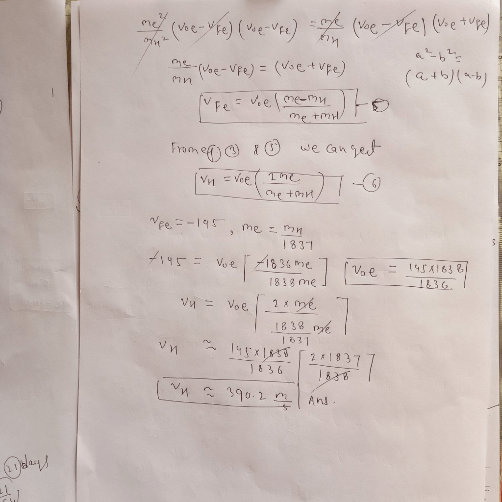 An electron collides elastically with a stationary hydrogen atom